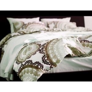 Ikea LYCKOAX Brown Beige White Duvet Cover Set Full/Queen